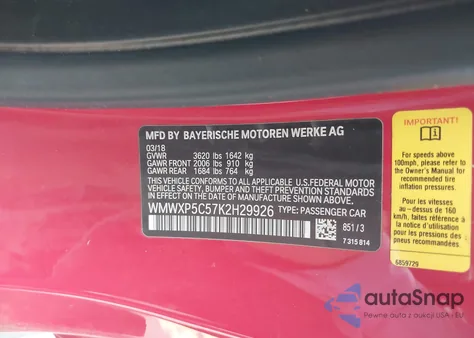 2019 Mini Hardtop Cooper/Oxford Edition z USA, uszkodzony, nr VIN WMWXP5C57K2H29926
